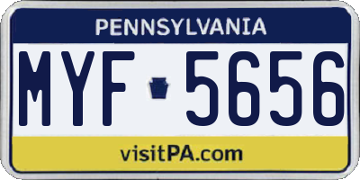 PA license plate MYF5656