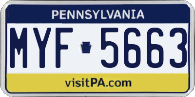 PA license plate MYF5663