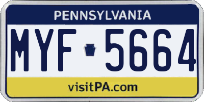 PA license plate MYF5664