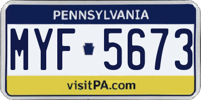 PA license plate MYF5673