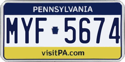 PA license plate MYF5674