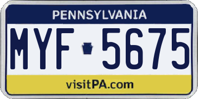 PA license plate MYF5675