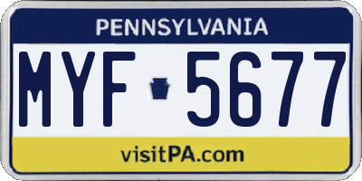 PA license plate MYF5677