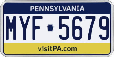 PA license plate MYF5679