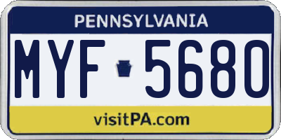 PA license plate MYF5680