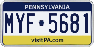PA license plate MYF5681