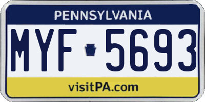 PA license plate MYF5693