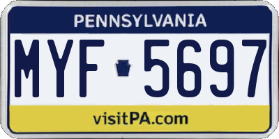 PA license plate MYF5697