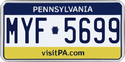 PA license plate MYF5699