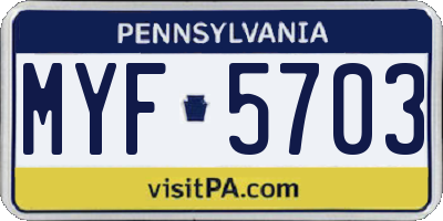 PA license plate MYF5703