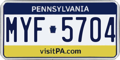 PA license plate MYF5704