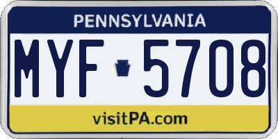 PA license plate MYF5708