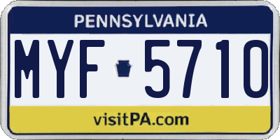 PA license plate MYF5710