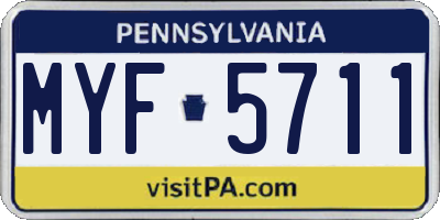 PA license plate MYF5711