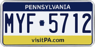 PA license plate MYF5712