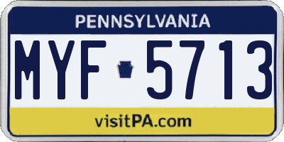 PA license plate MYF5713