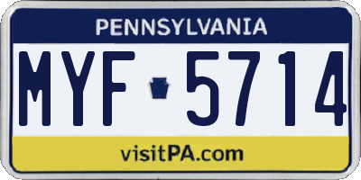 PA license plate MYF5714