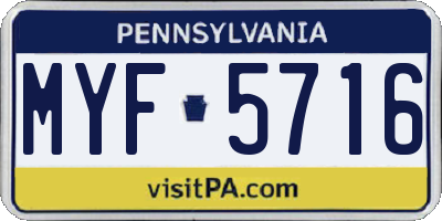 PA license plate MYF5716