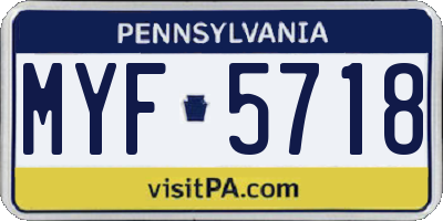 PA license plate MYF5718