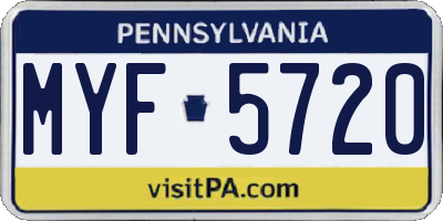 PA license plate MYF5720