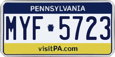 PA license plate MYF5723