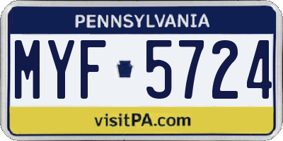 PA license plate MYF5724