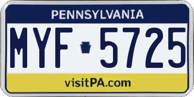 PA license plate MYF5725