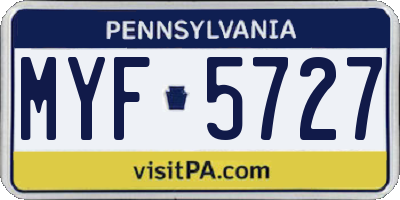 PA license plate MYF5727