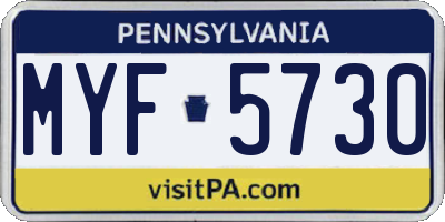 PA license plate MYF5730
