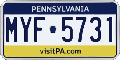 PA license plate MYF5731