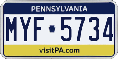 PA license plate MYF5734