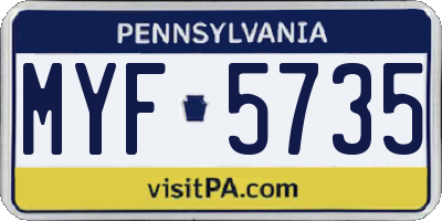 PA license plate MYF5735