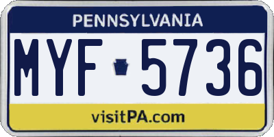PA license plate MYF5736
