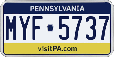 PA license plate MYF5737
