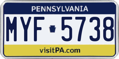 PA license plate MYF5738
