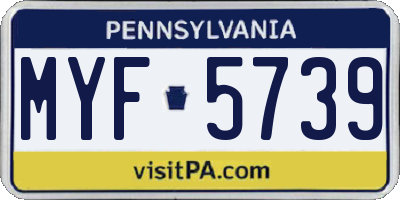 PA license plate MYF5739