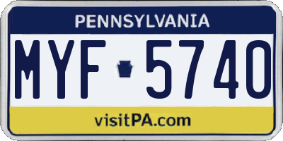 PA license plate MYF5740