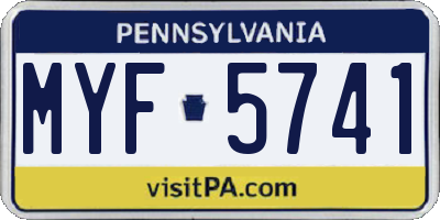 PA license plate MYF5741