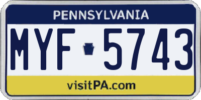 PA license plate MYF5743