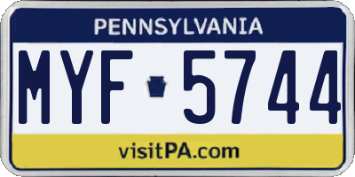 PA license plate MYF5744