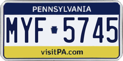 PA license plate MYF5745