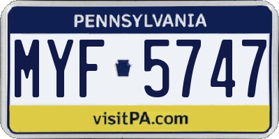 PA license plate MYF5747