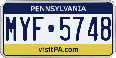 PA license plate MYF5748