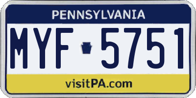 PA license plate MYF5751