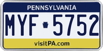 PA license plate MYF5752