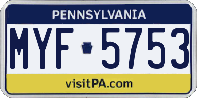 PA license plate MYF5753