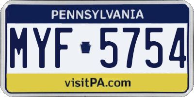 PA license plate MYF5754