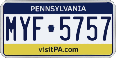PA license plate MYF5757
