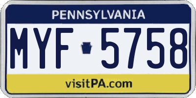 PA license plate MYF5758