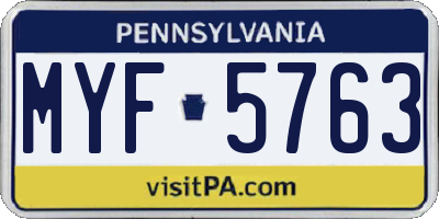 PA license plate MYF5763